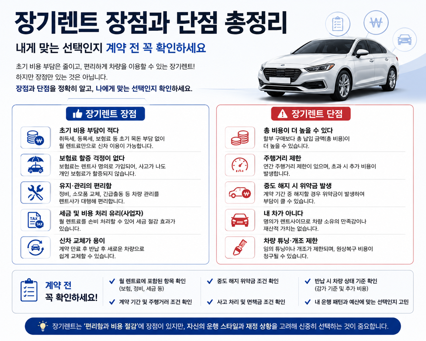 장기렌트 장점과 단점