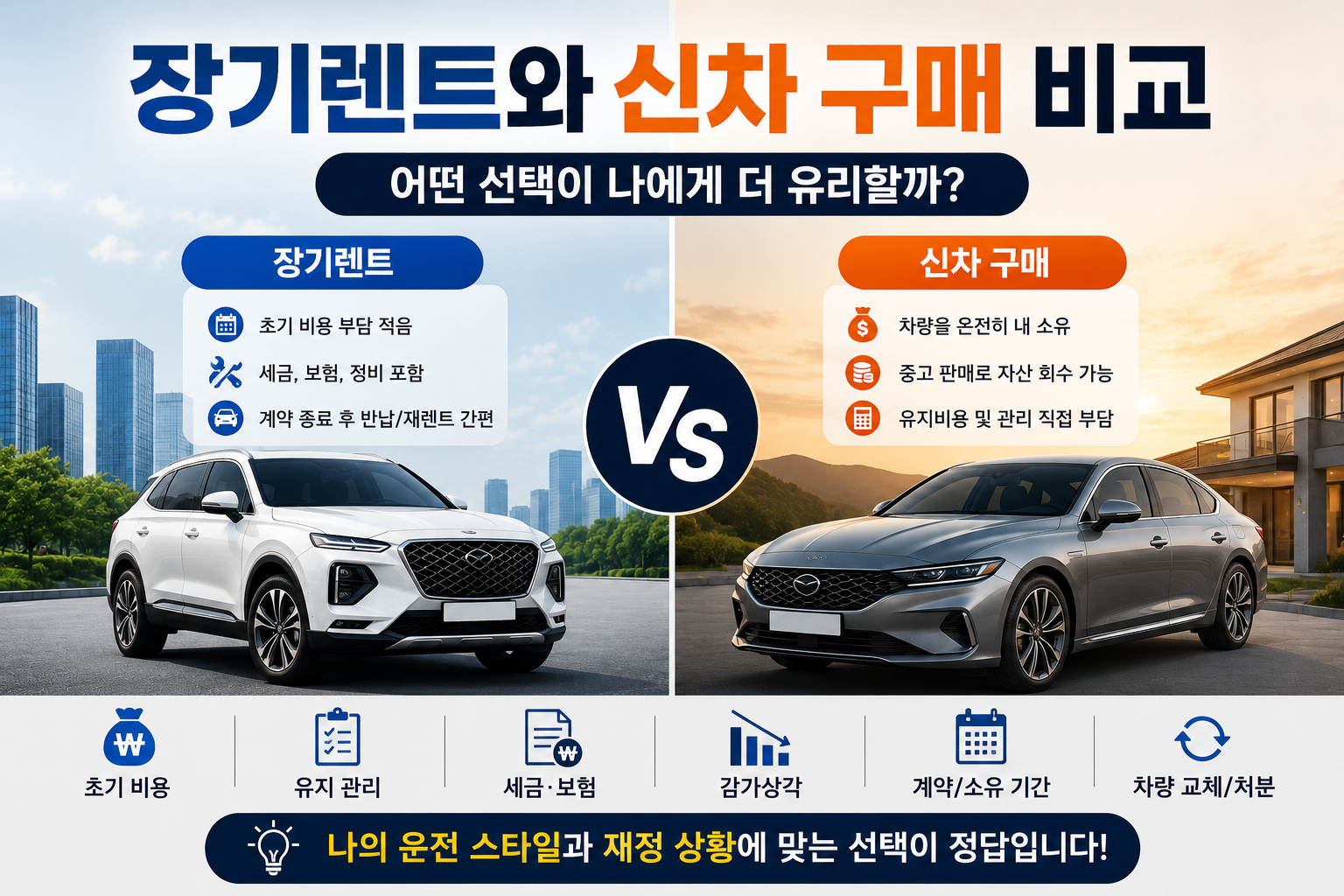 장기렌트와 신차 구매 비교