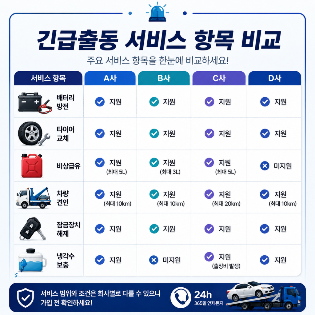 자동차 긴급출동 서비스 비교 1