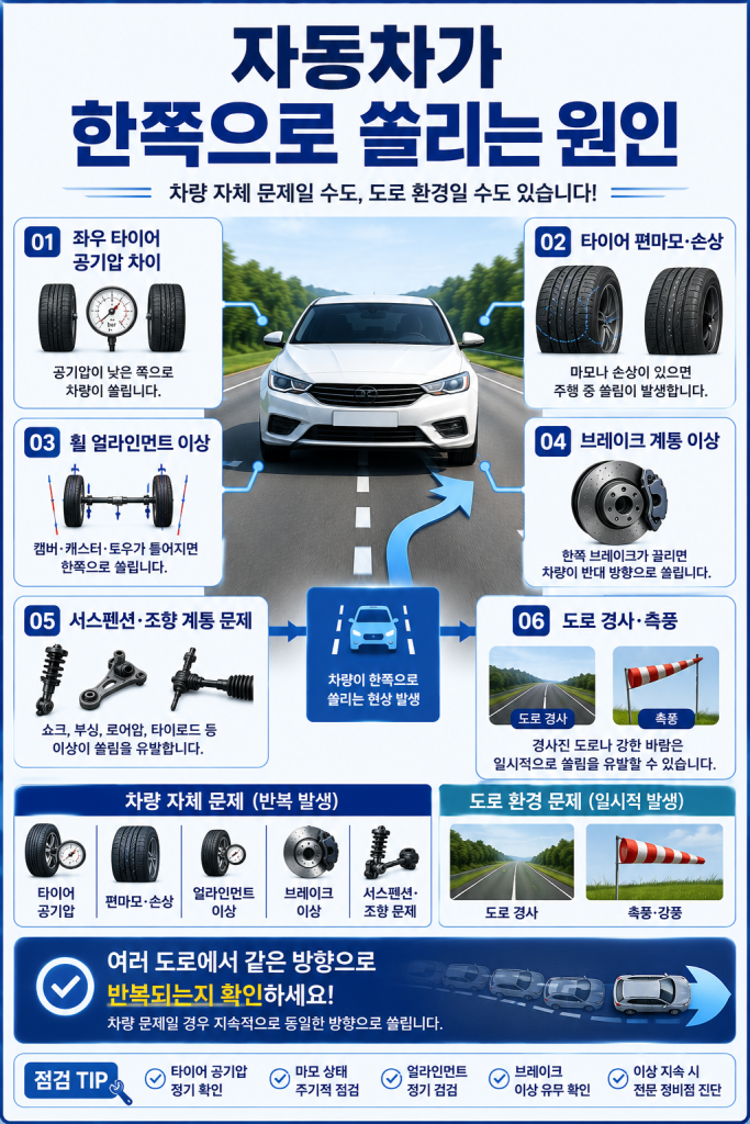 자동차 한쪽 쏠림 원인 1