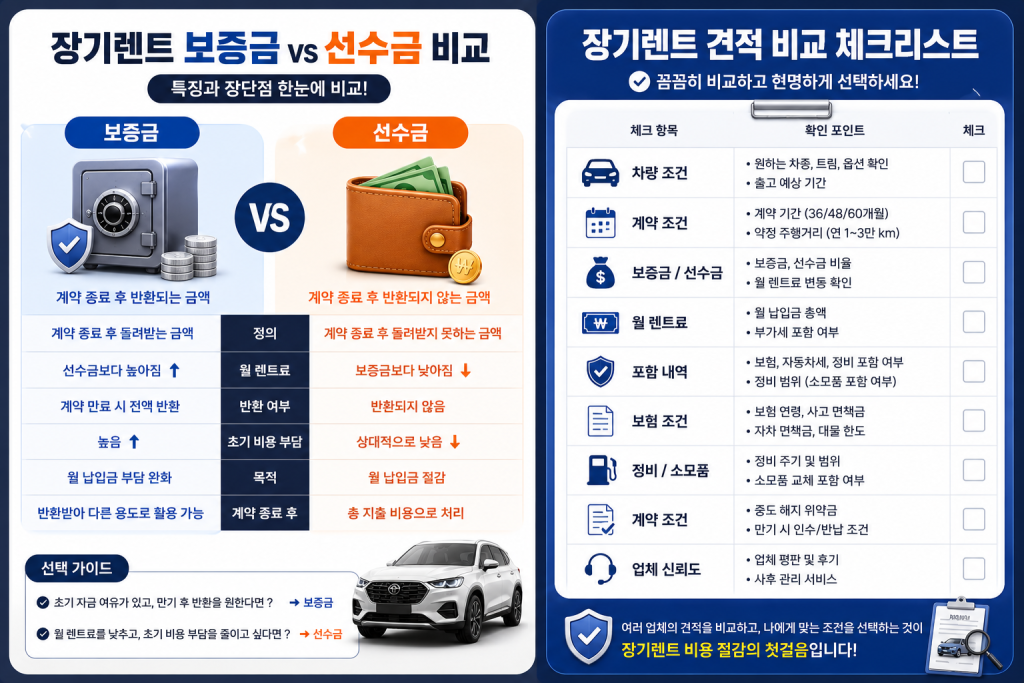 장기렌트 보증금과 선수금 차이 1
