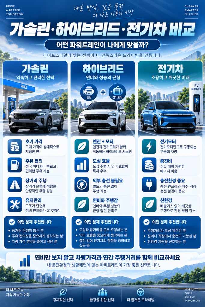 가솔린 하이브리드 전기차 비교 22