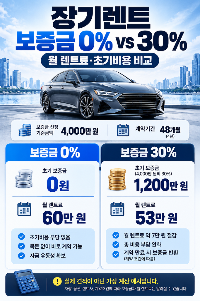 장기렌트 보증금 0% 30% 1
