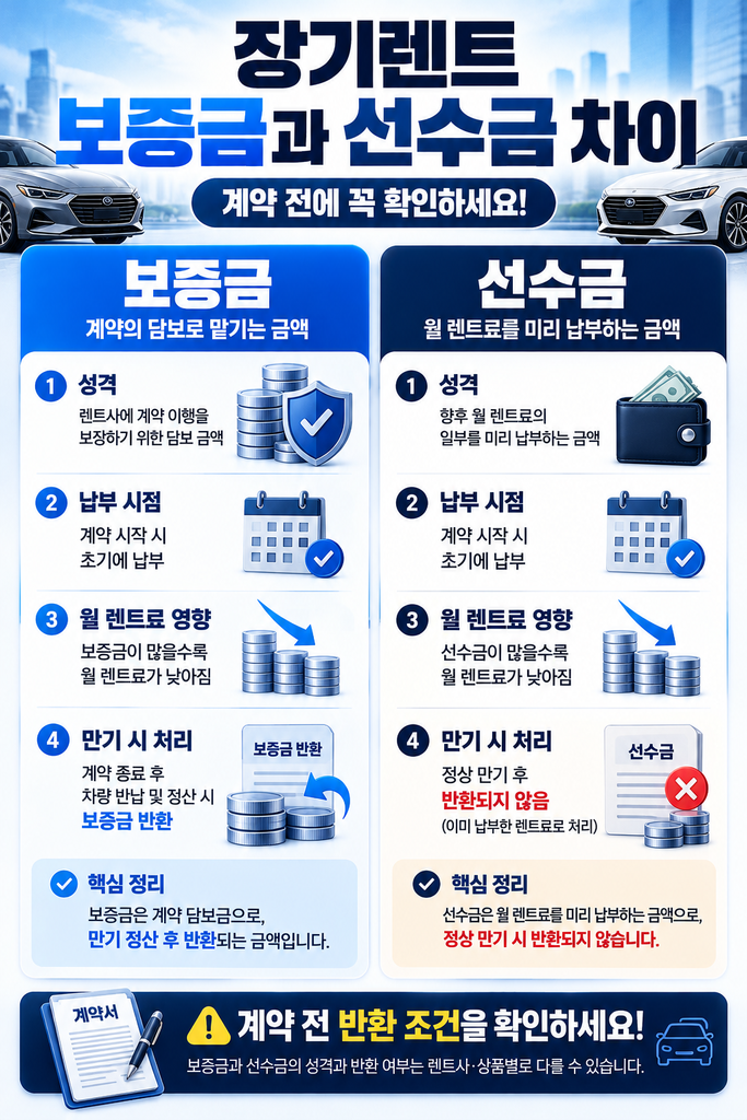 장기렌트 보증금 0% 30% 2
