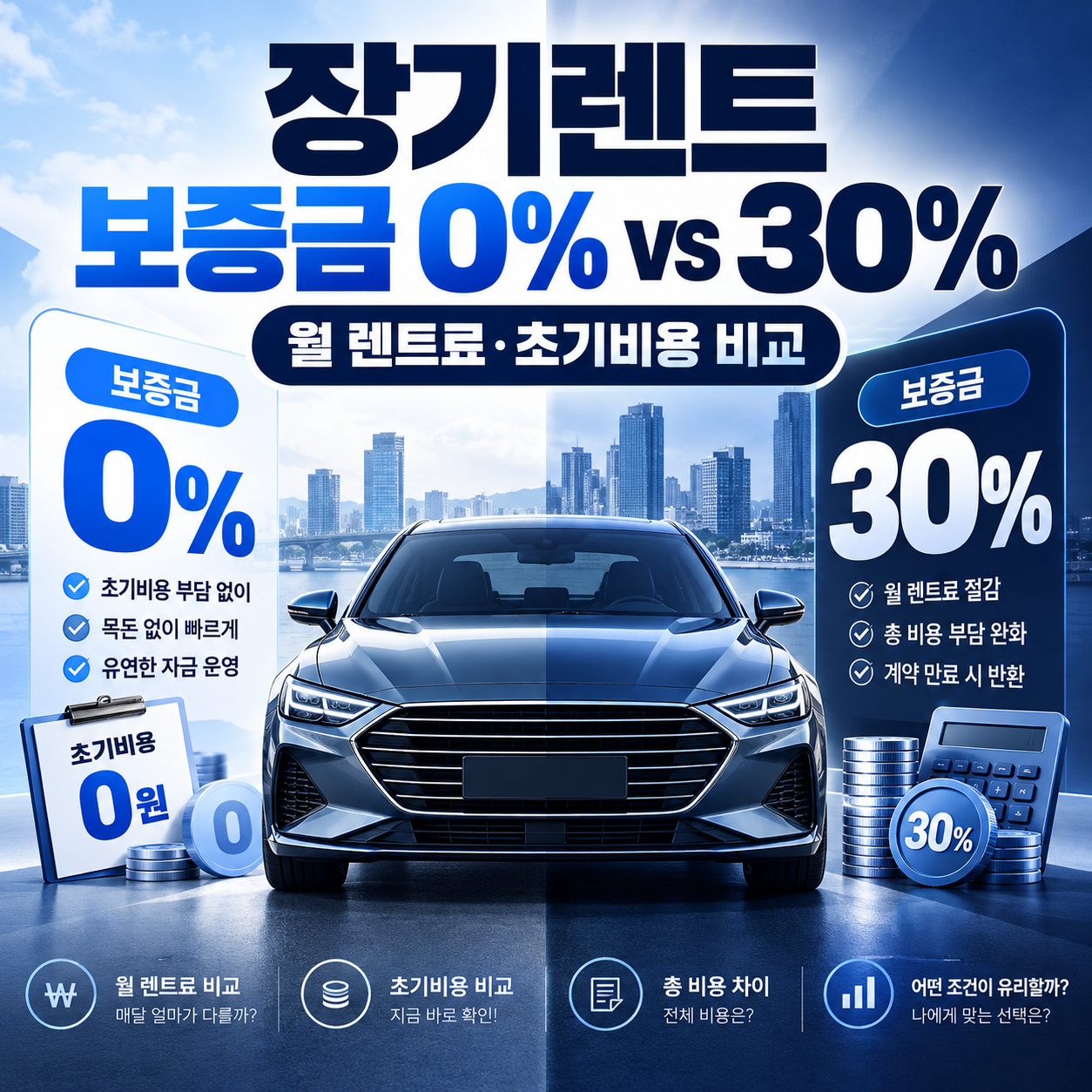 장기렌트 보증금 0% 30%