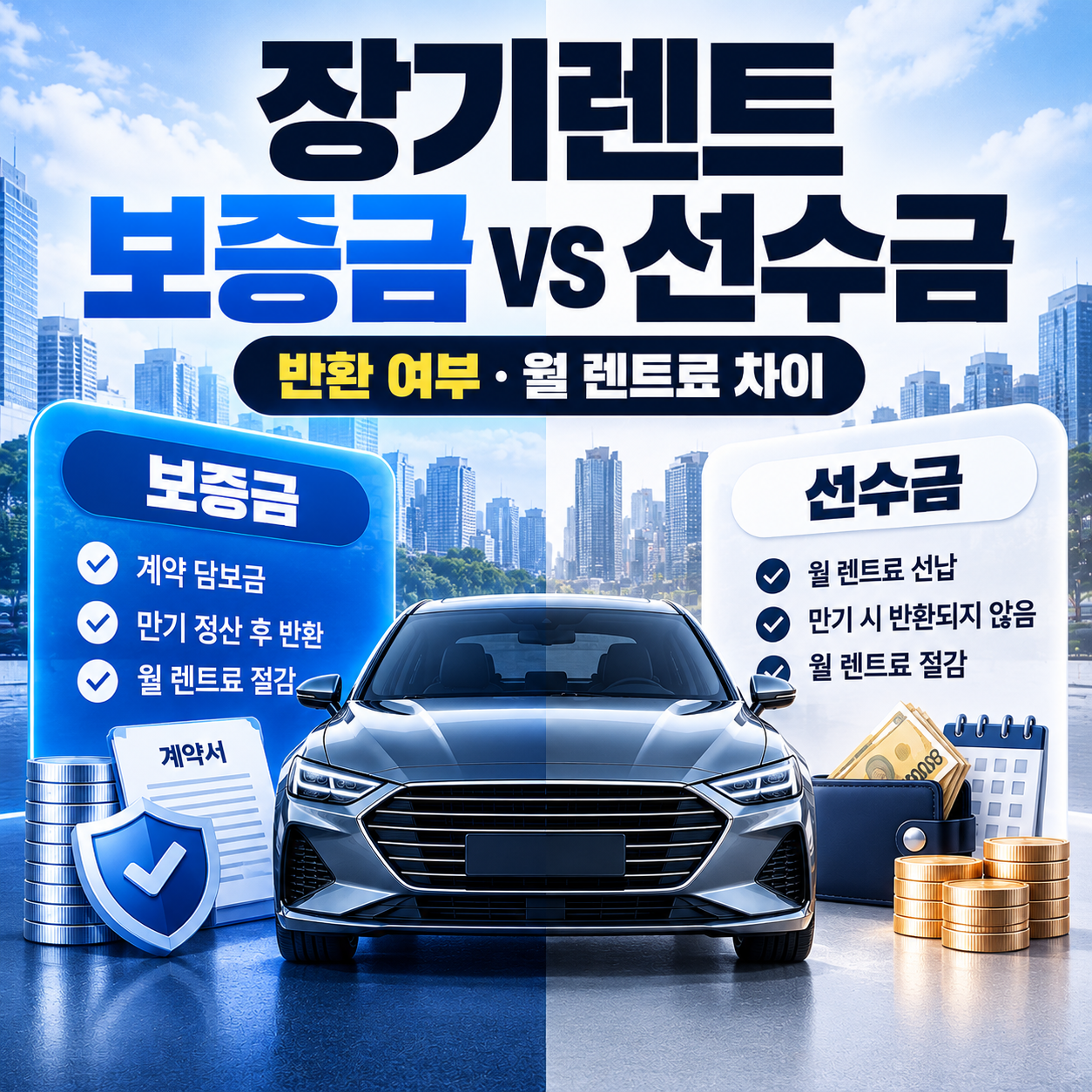 장기렌트 보증금 선수금 차이